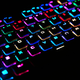 The RGB light behind each key can be customized individually.